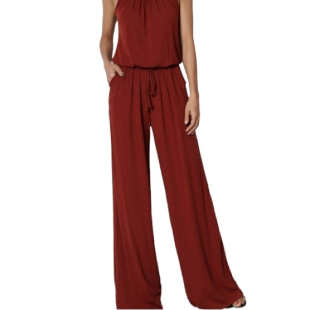NEW! Zenana Outfitters Pleated Wide Leg Jumpsuit - Picture 6 of 6
